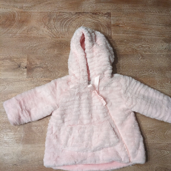 Widgeon Girls Fleece Jacket Coats - Dotted Ribbon Trim - Hot Pink Fuchsia main image 0